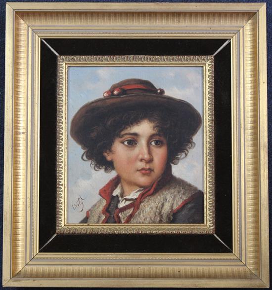 Coty Portrait of a Tyrolean boy, 7 x 6in.